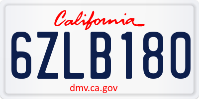 CA license plate 6ZLB180