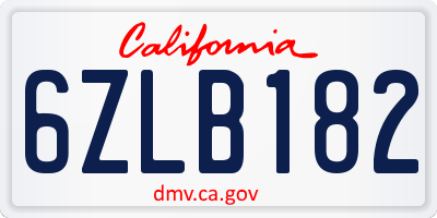 CA license plate 6ZLB182