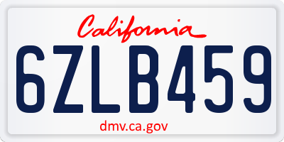 CA license plate 6ZLB459