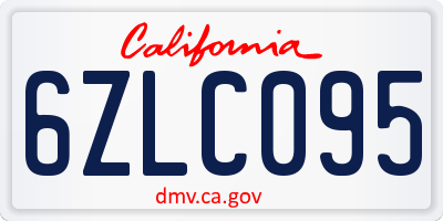 CA license plate 6ZLC095