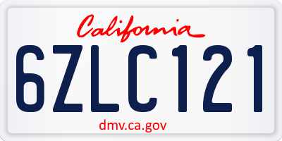 CA license plate 6ZLC121