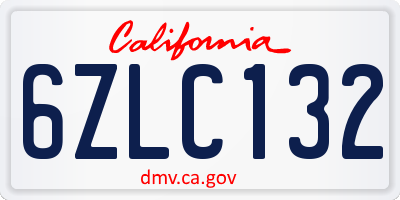 CA license plate 6ZLC132