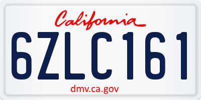 CA license plate 6ZLC161