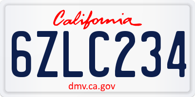 CA license plate 6ZLC234