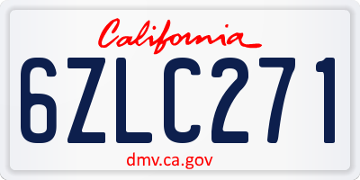 CA license plate 6ZLC271