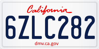 CA license plate 6ZLC282