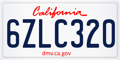 CA license plate 6ZLC320