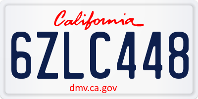 CA license plate 6ZLC448