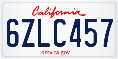 CA license plate 6ZLC457