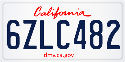 CA license plate 6ZLC482