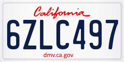 CA license plate 6ZLC497