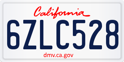 CA license plate 6ZLC528