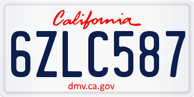 CA license plate 6ZLC587