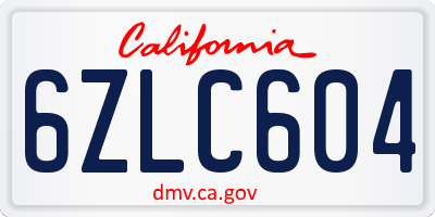 CA license plate 6ZLC604