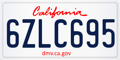 CA license plate 6ZLC695