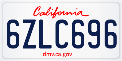 CA license plate 6ZLC696