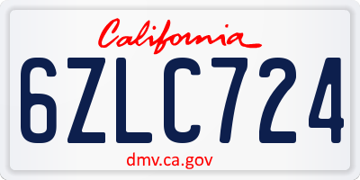 CA license plate 6ZLC724