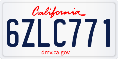 CA license plate 6ZLC771