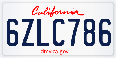 CA license plate 6ZLC786