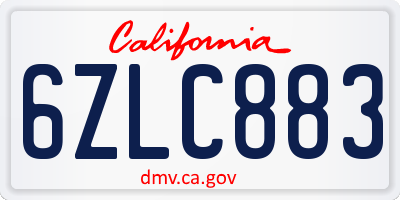 CA license plate 6ZLC883