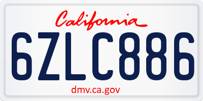 CA license plate 6ZLC886