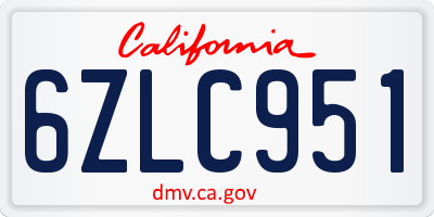 CA license plate 6ZLC951