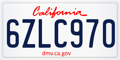 CA license plate 6ZLC970