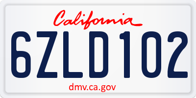 CA license plate 6ZLD102