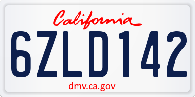 CA license plate 6ZLD142