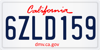 CA license plate 6ZLD159