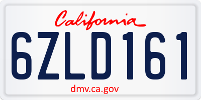 CA license plate 6ZLD161