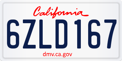 CA license plate 6ZLD167