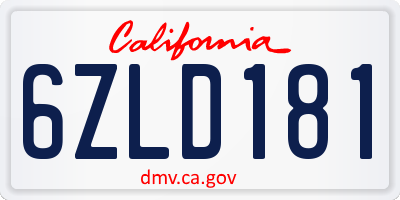 CA license plate 6ZLD181