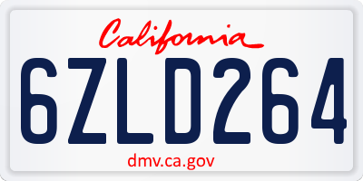CA license plate 6ZLD264