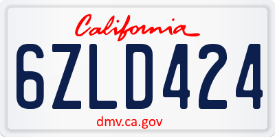 CA license plate 6ZLD424