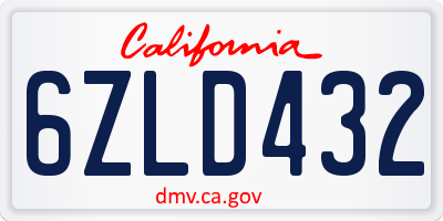CA license plate 6ZLD432