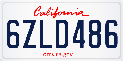 CA license plate 6ZLD486