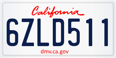 CA license plate 6ZLD511