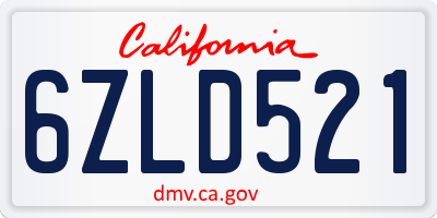 CA license plate 6ZLD521