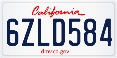 CA license plate 6ZLD584
