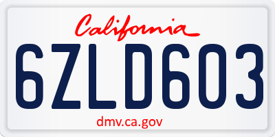 CA license plate 6ZLD603