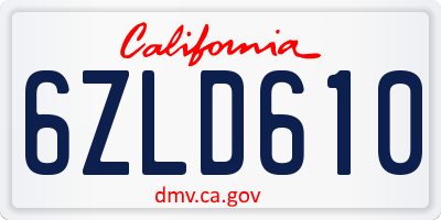 CA license plate 6ZLD610