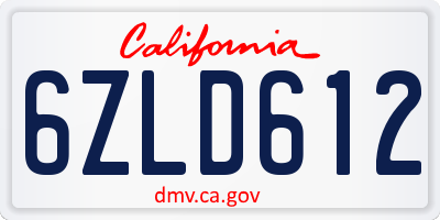 CA license plate 6ZLD612