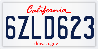 CA license plate 6ZLD623