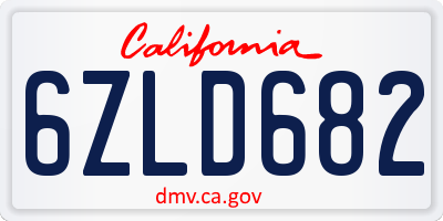 CA license plate 6ZLD682