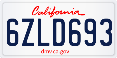 CA license plate 6ZLD693
