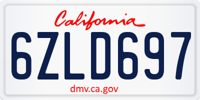 CA license plate 6ZLD697