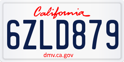 CA license plate 6ZLD879