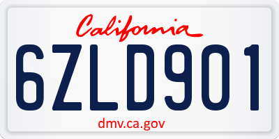 CA license plate 6ZLD901