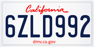 CA license plate 6ZLD992